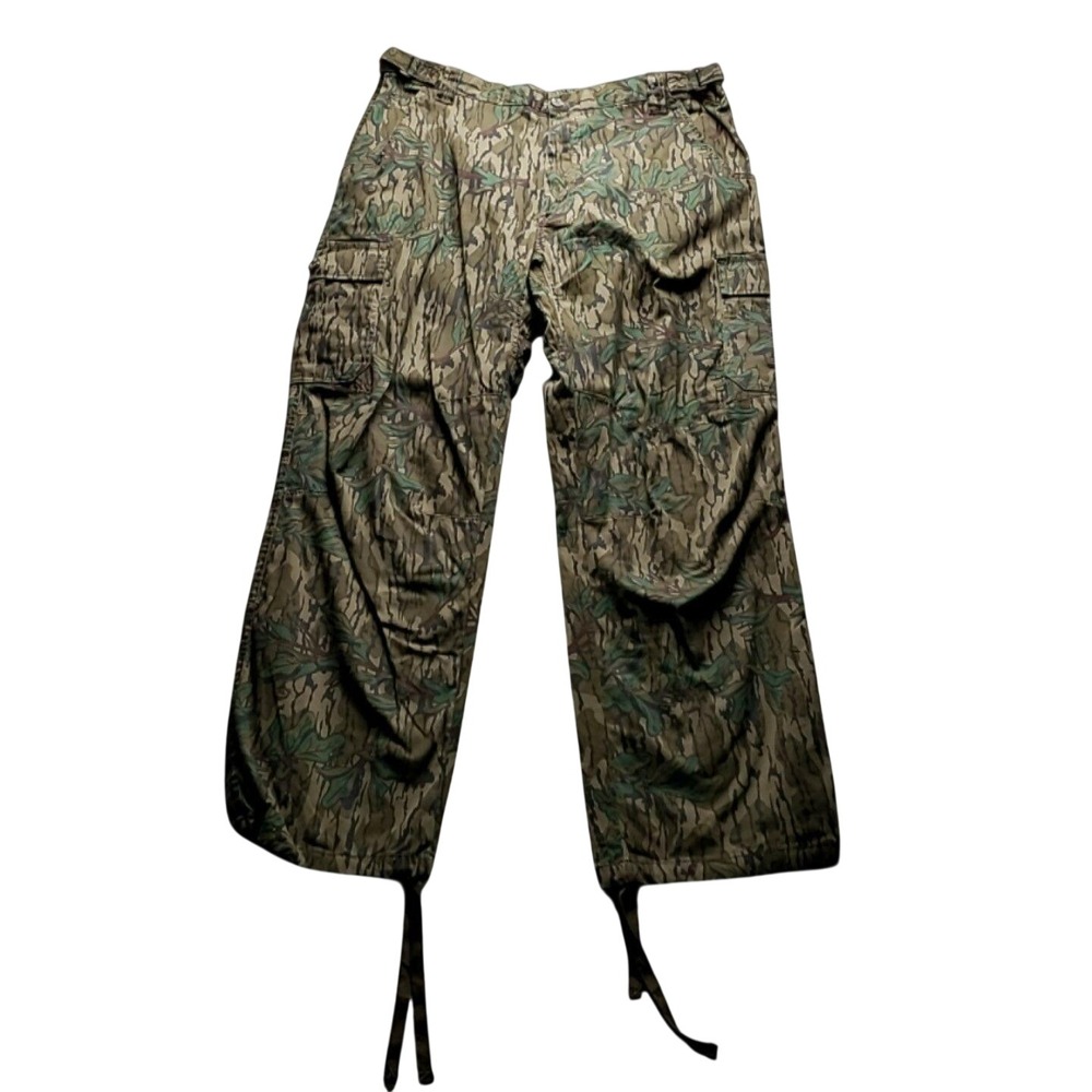 Mossy Oak Pants Mens 40x32 Brown Camo Twill Elastic Waist Cargo Hunting Relaxed